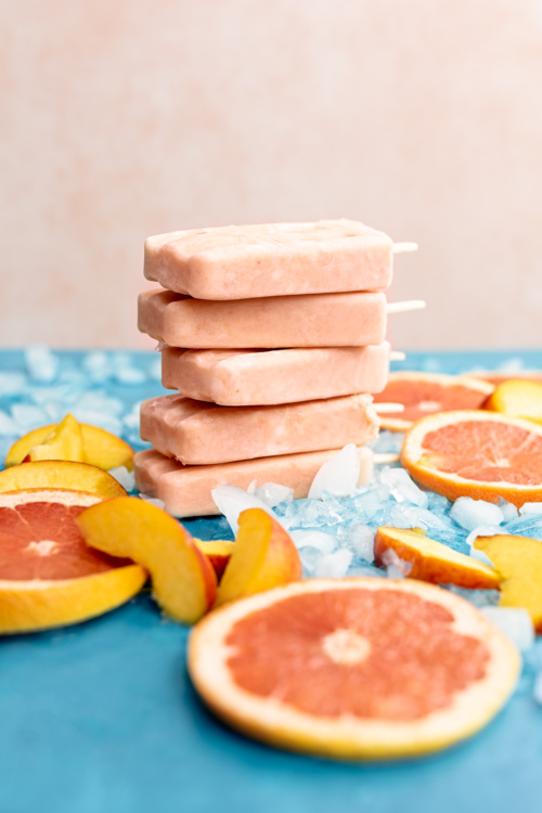 Colorful, Homemade and Healthy Peach Grapefruit Popsicles