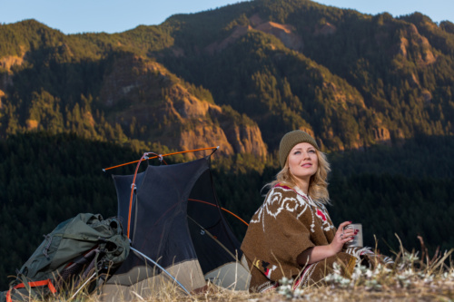 Beautiful Happy Women Backpacking Alone in a Remote Wilderness Area and Enjoying the Moment of Solitude and Beauty