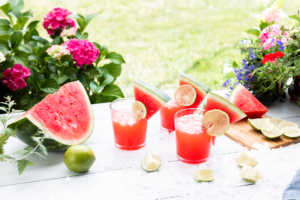 Watermelon Margaritas Served Outdoors on a Summer Patio