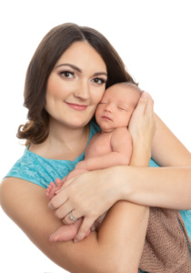 Portrait of a Beautiful Mom and Her Newborn Child