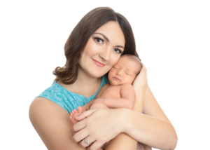Portrait of a Beautiful Mom and Her Newborn Child