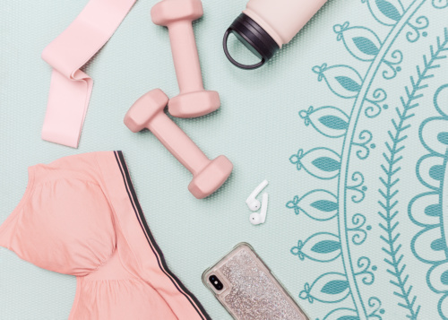 Pink and Mint Fitness Inspiration Flat lay