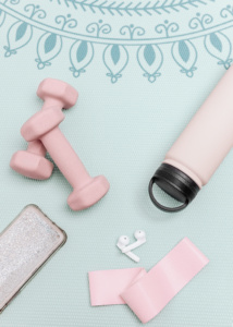 Pink and Mint Fitness Inspiration Flat lay